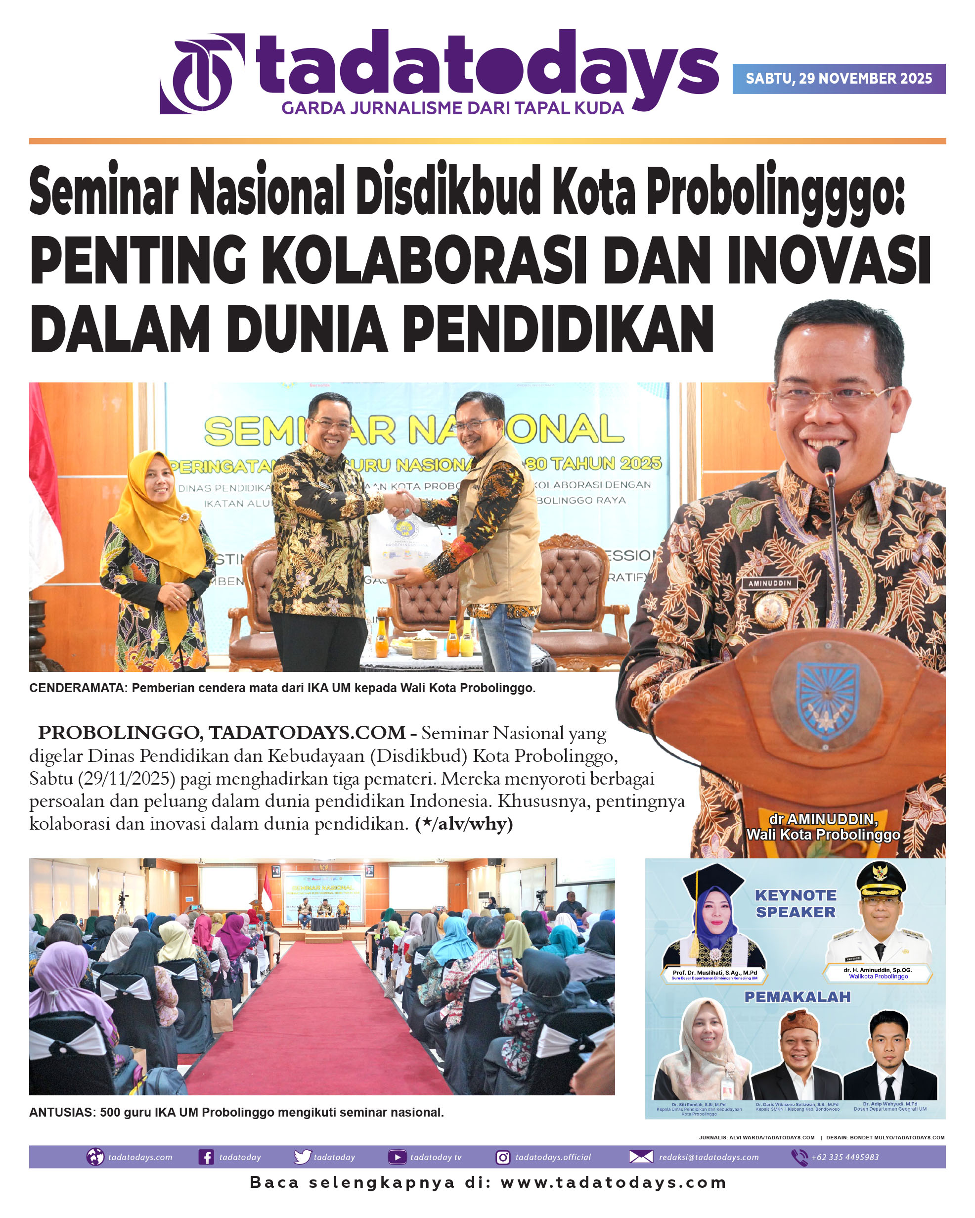 Seminar Nasional Disdikbud Kota Probolingggo: Penting Kolaborasi & Inovasi dalam Dunia Pendidikan