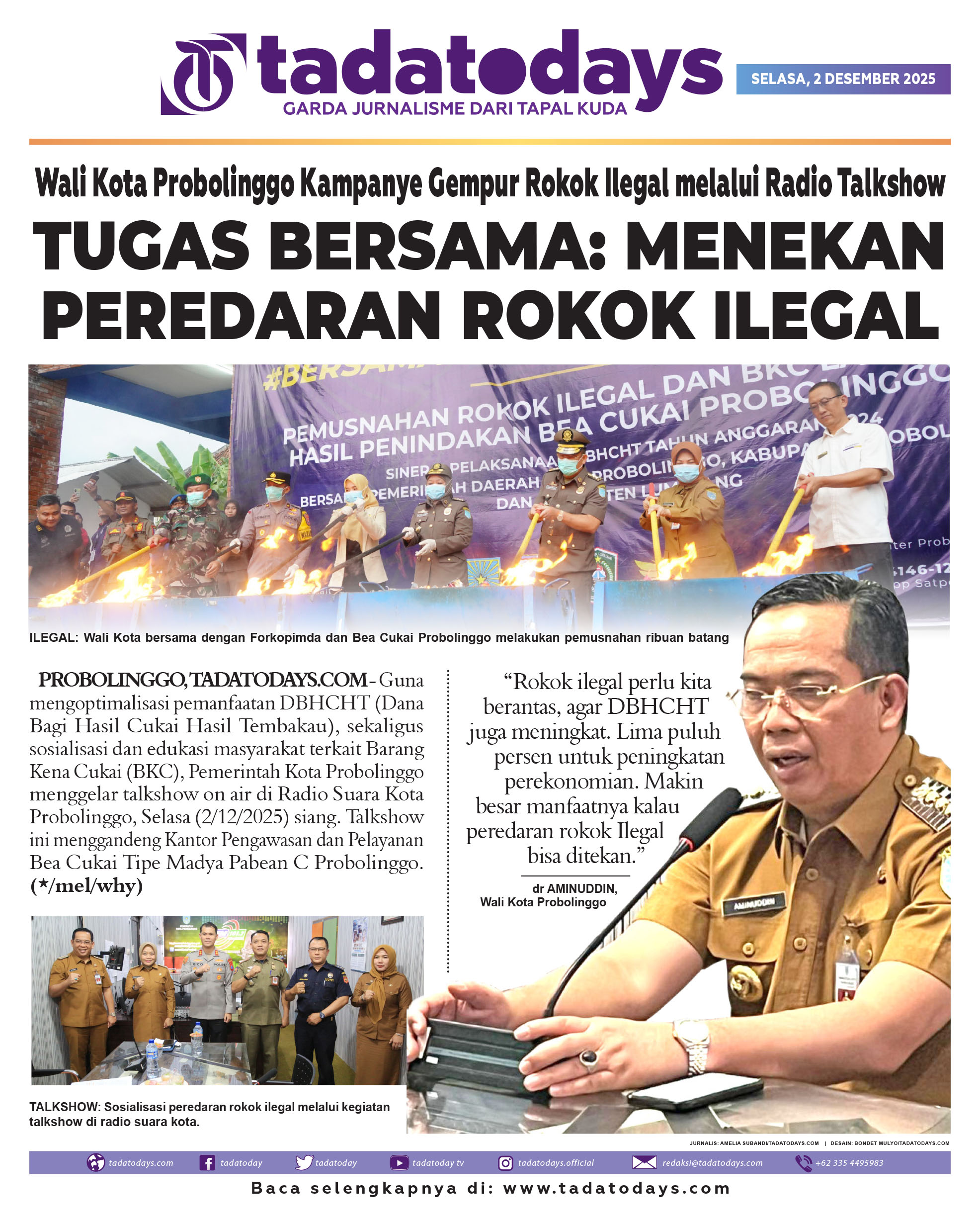 Wali Kota Probolinggo Kampanye Gempur Rokok Ilegal lewat Radio Talkshow