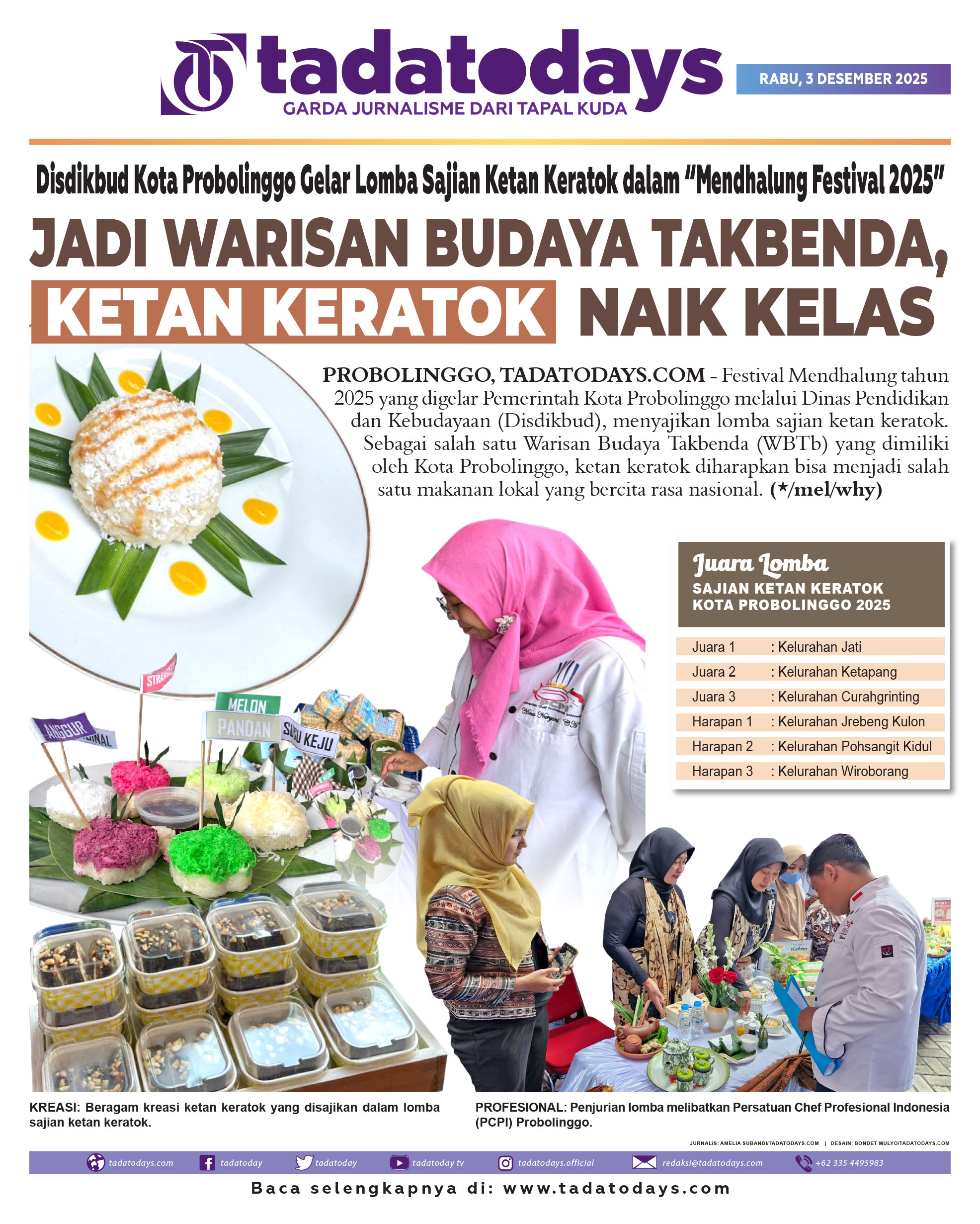 Disdikbud Kota Probolinggo Menggelar Lomba Sajian Ketan Keratok dalam “Mendhalung Festival 2025”