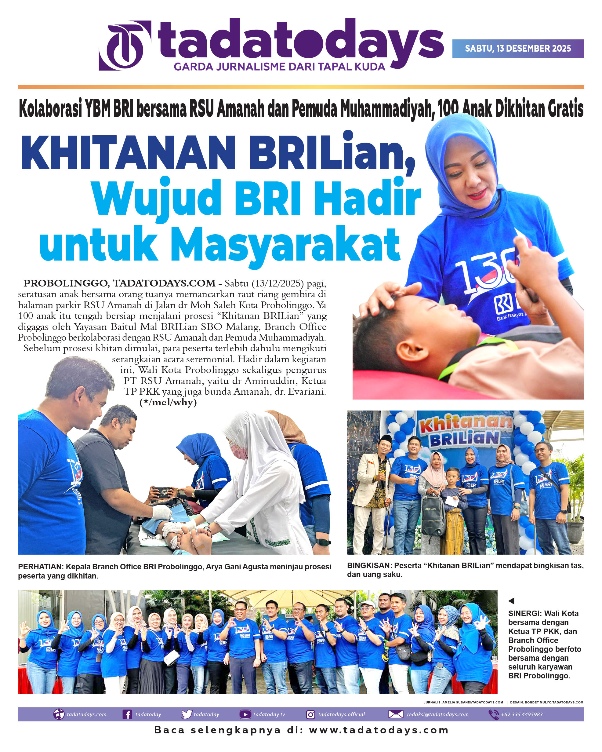 Kolaborasi YBM BRI bersama RSU Amanah & Pemuda Muhammadiyah, 100 Anak Dikhitan Gratis