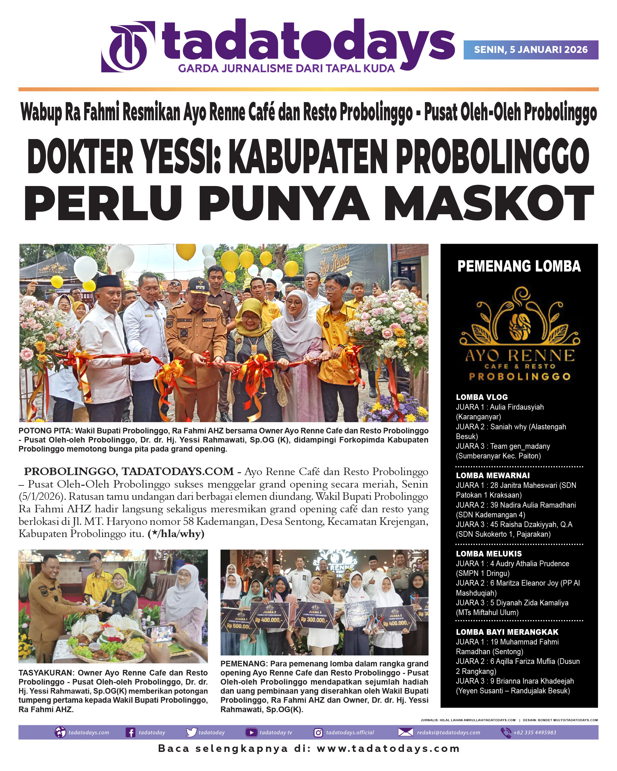 Wabup Ra Fahmi Meresmikan Ayo Renne Café dan Resto Probolinggo - Pusat Oleh-Oleh Probolinggo