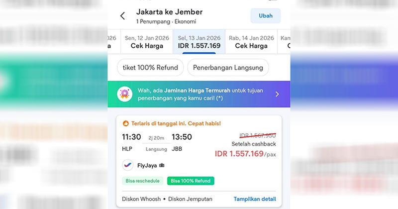 Tiket Pesawat Jember – Jakarta Turun, Kini di Kisaran Rp 1,5 Juta