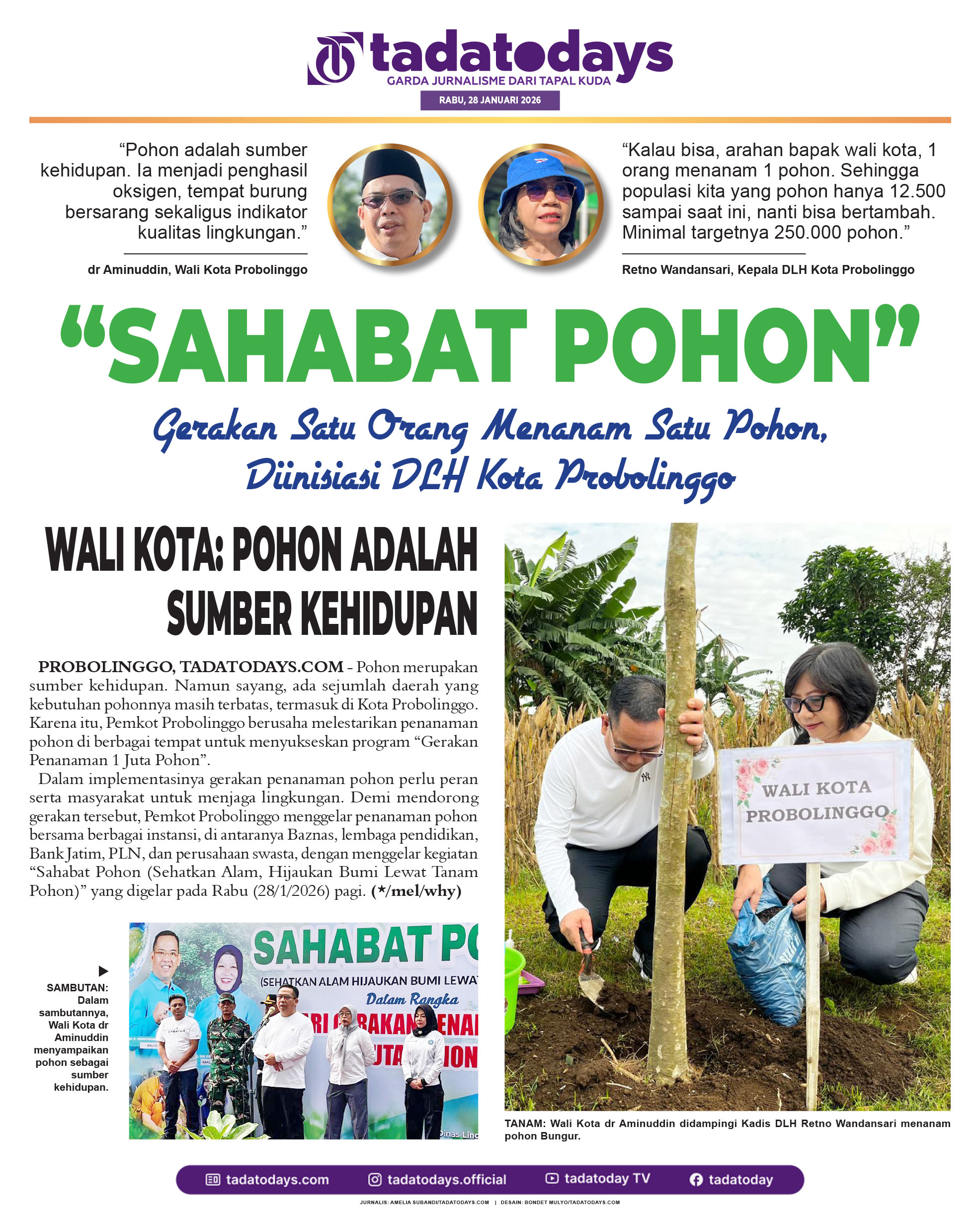 “Sahabat Pohon”, Gerakan Satu Orang Tanam Satu Pohon, Diinisiasi DLH Kota Probolinggo