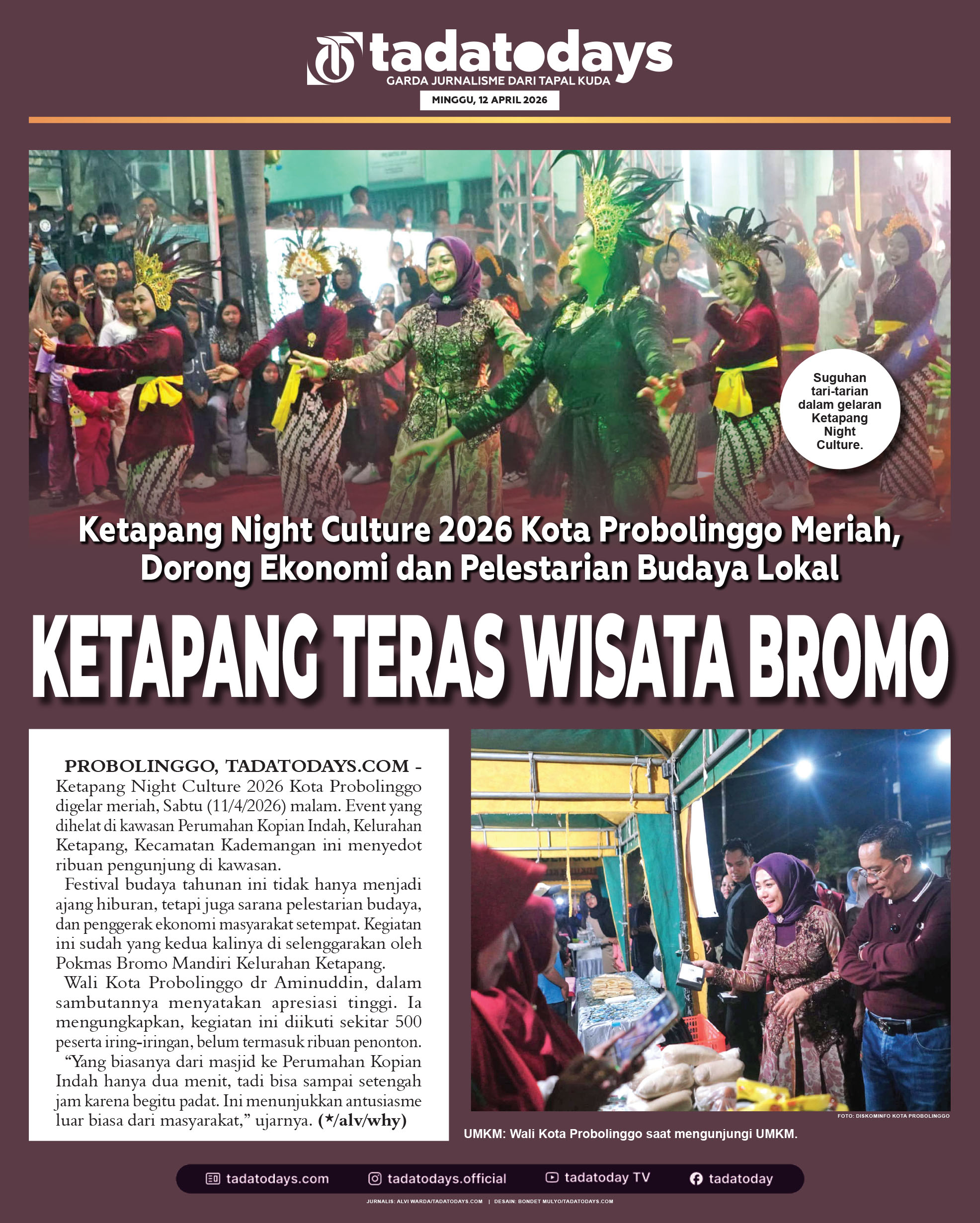 Ketapang Night Culture 2026 Kota Probolinggo Meriah, Dorong Ekonomi & Pelestarian Budaya Lokal