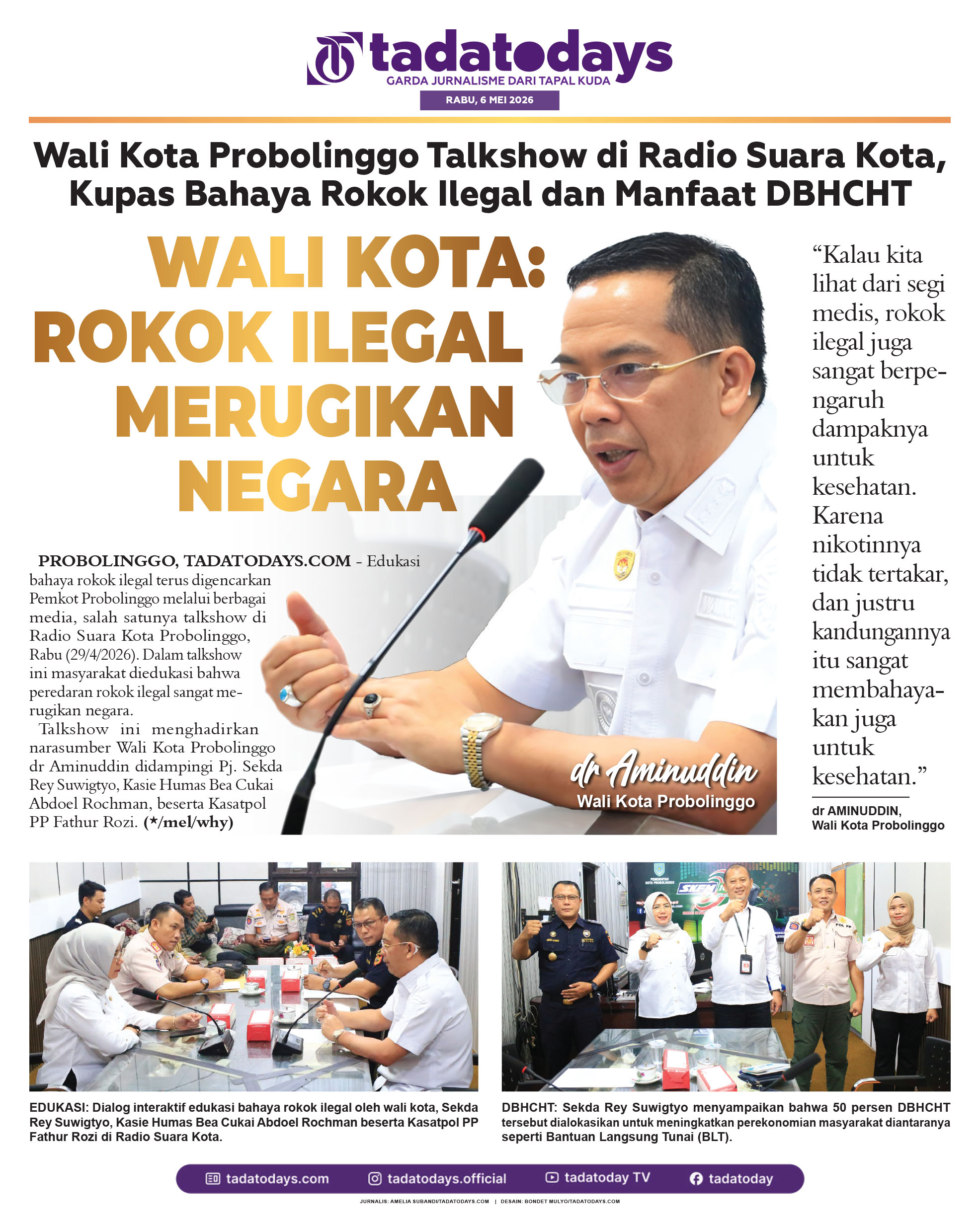 Wali Kota Probolinggo Talkshow di Radio Suara Kota, Kupas Bahaya Rokok Ilegal & Manfaat DBHCHT