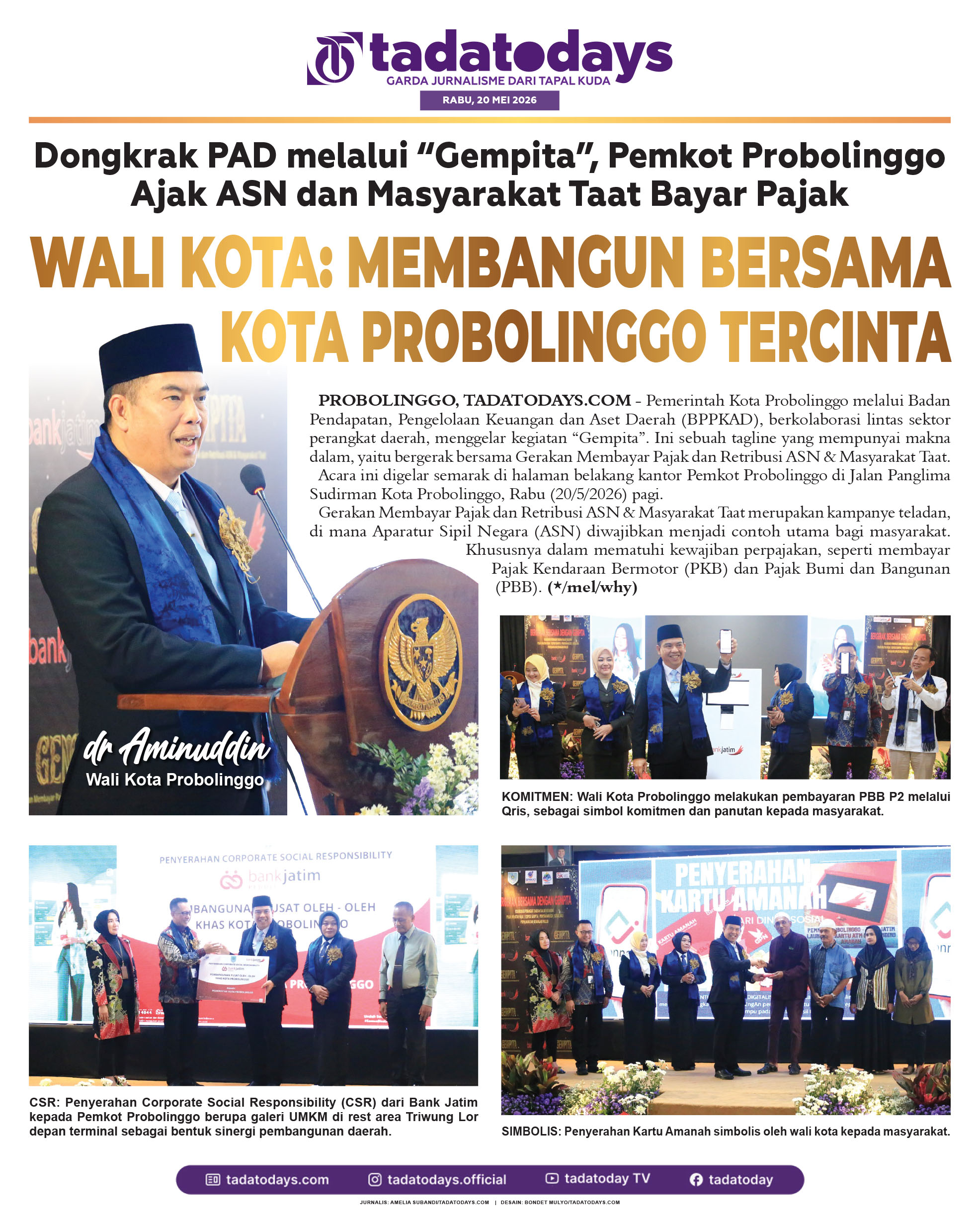 Dongkrak PAD melalui “Gempita”, Pemkot Probolinggo Mengajak ASN dan Masyarakat Taat Bayar Pajak
