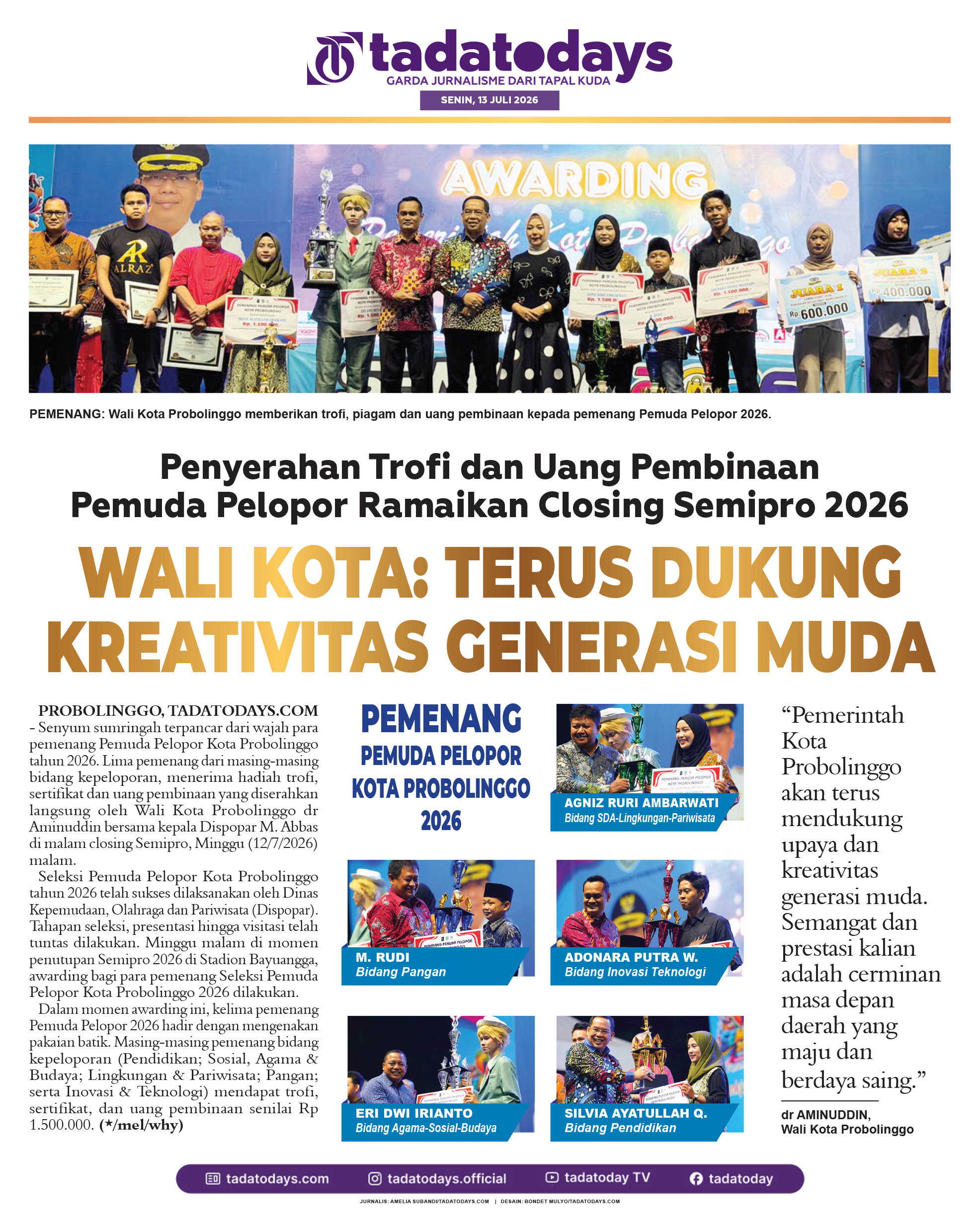 Penyerahan Trofi & Uang Pembinaan Pemuda Pelopor Ramaikan Closing Semipro 2026