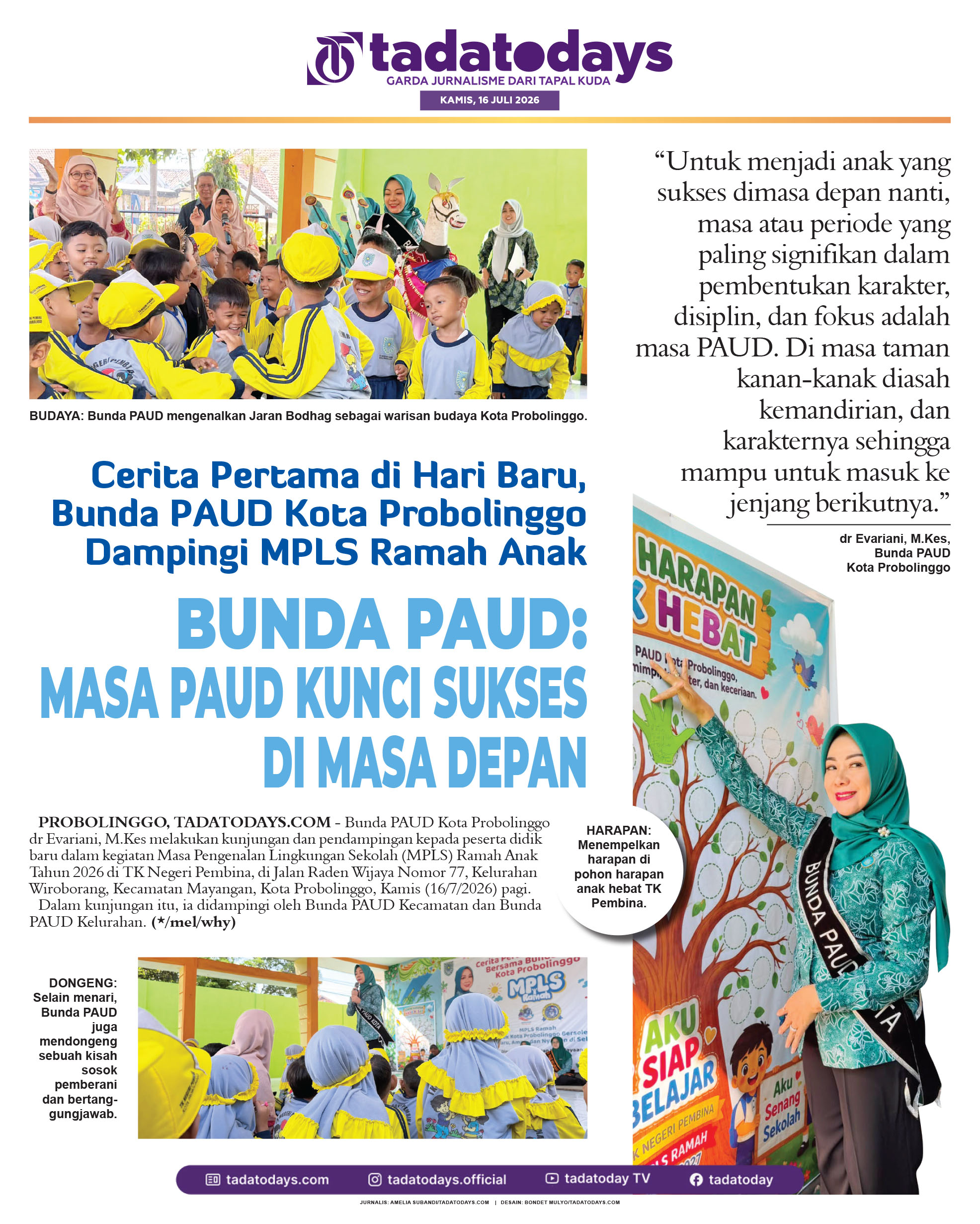 Cerita Pertama di Hari Baru, Bunda PAUD Kota Probolinggo Mendampingi MPLS Ramah Anak