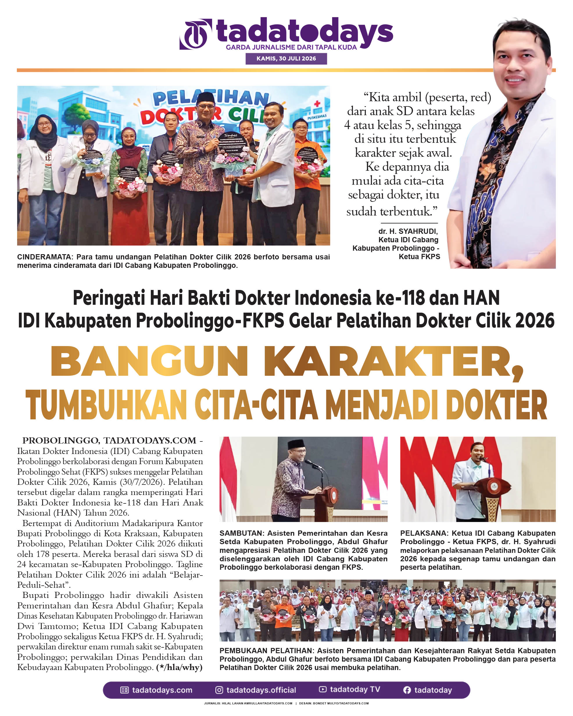 Peringati Hari Bakti Dokter Indonesia ke-118 dan HAN IDI Kabupaten Probolinggo-FKPS Menggelar Pelatihan Dokter Cilik 2026