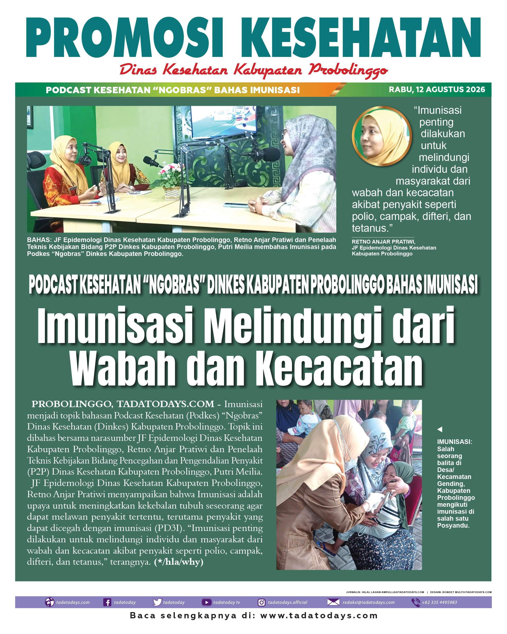 Podcast Kesehatan “Ngobras” Dinkes Kabupaten Probolinggo Membahas Imunisasi