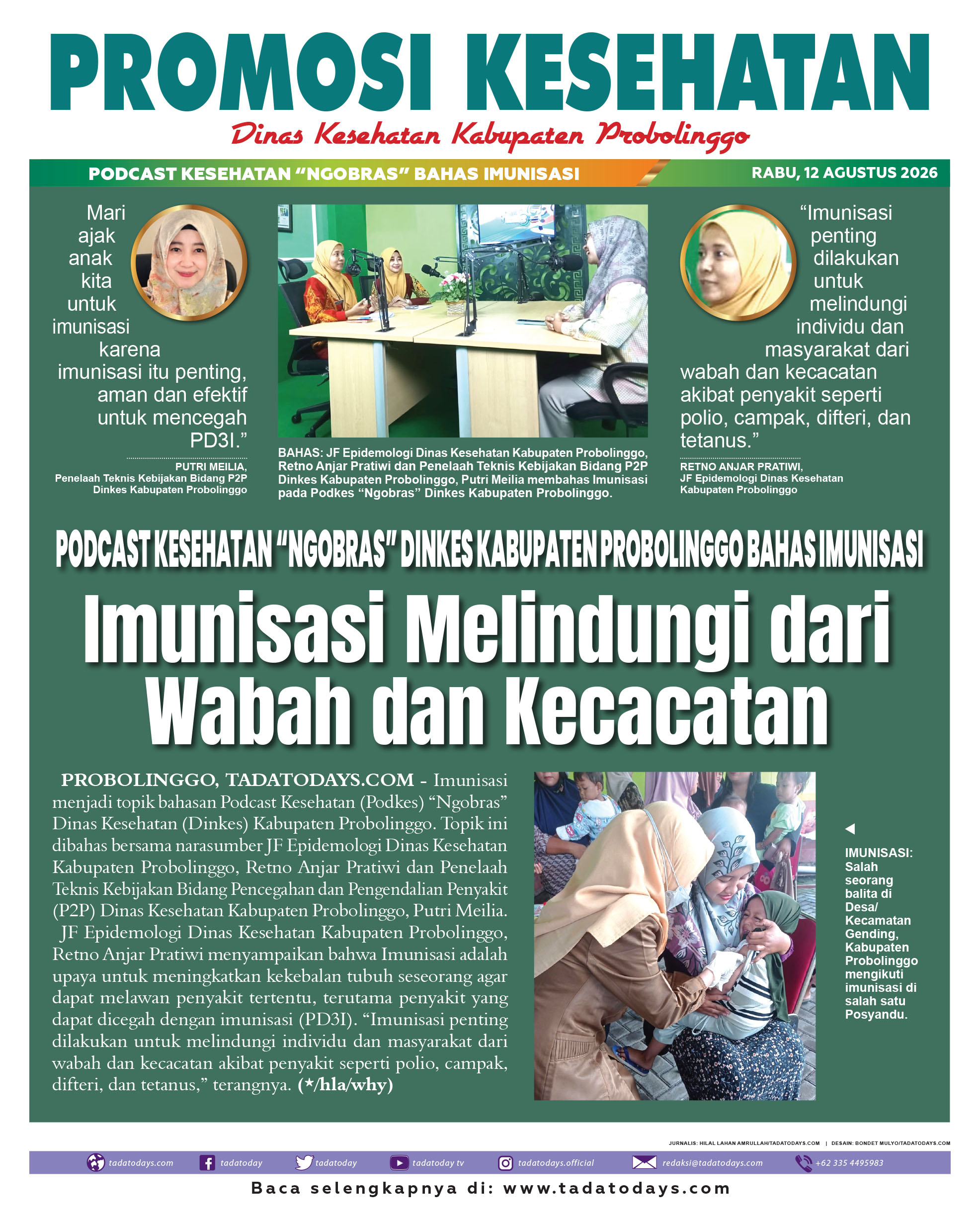 Podcast Kesehatan “Ngobras” Dinkes Kabupaten Probolinggo Membahas Imunisasi