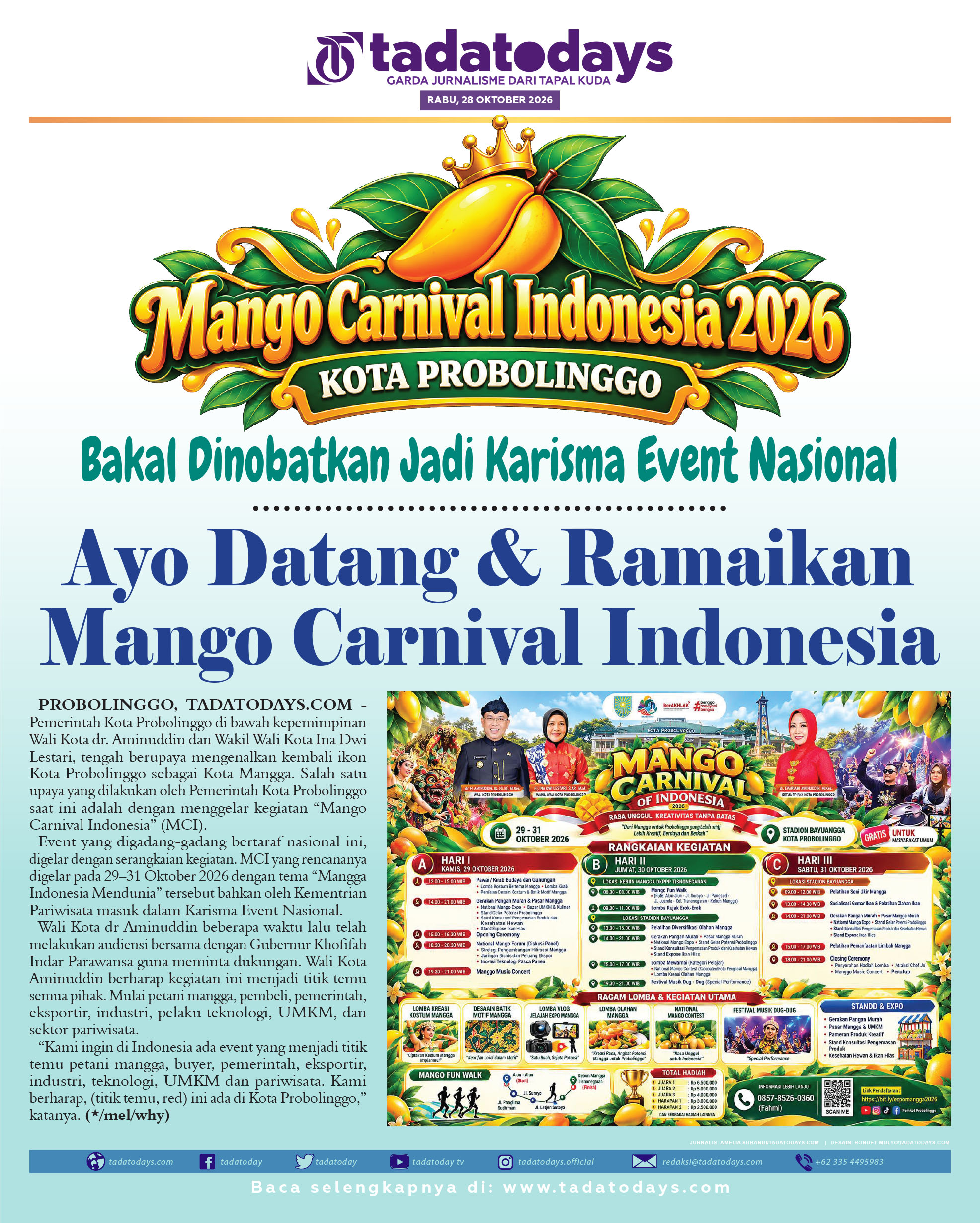 Mango Carnival Indonesia 2026 Kota Probolinggo, Bakal Dinobatkan Menjadi Karisma Event Nasional