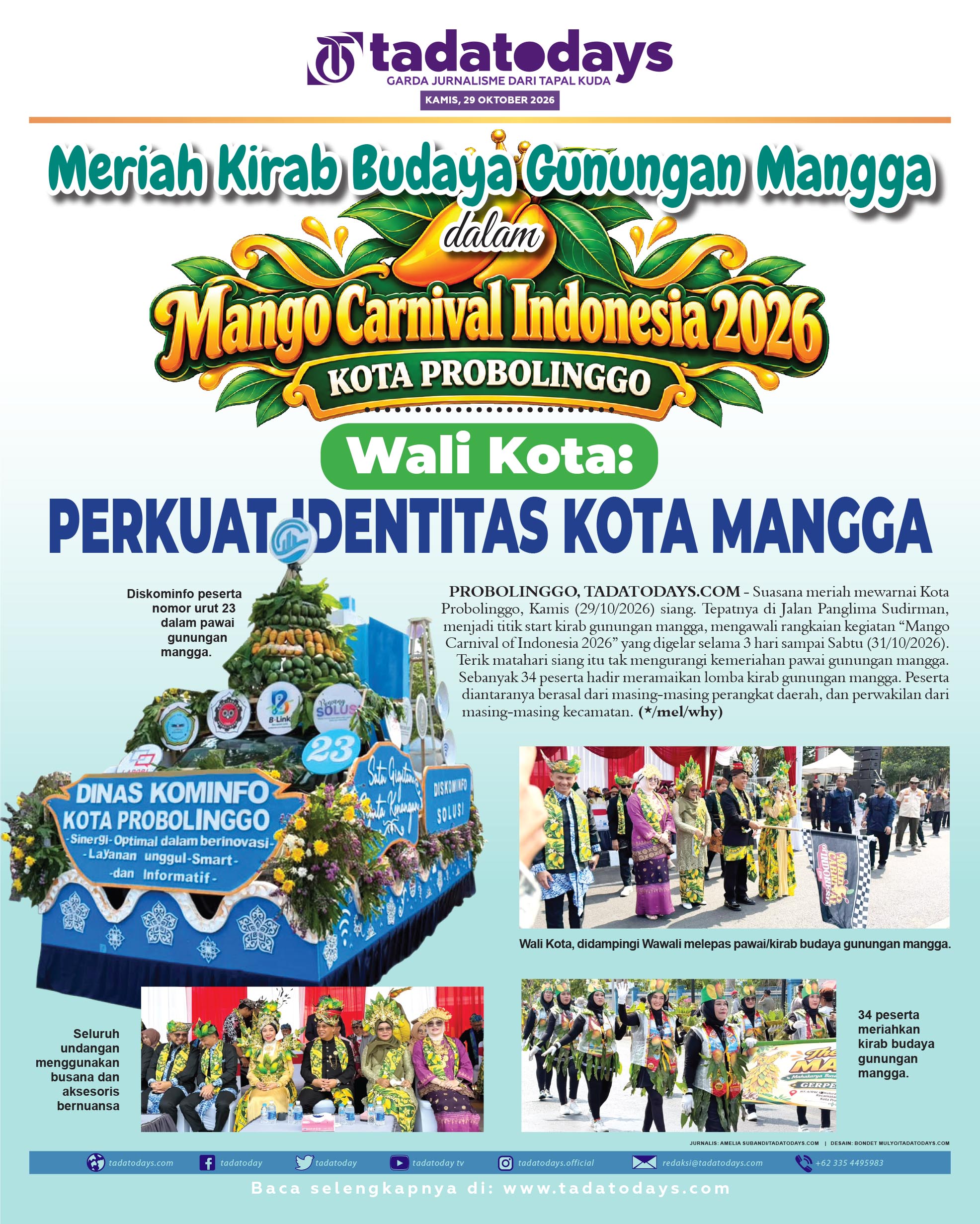 Meriah Kirab Budaya Gunungan Mangga pada “Mango Carnival of Indonesia 2026” di Kota Probolinggo