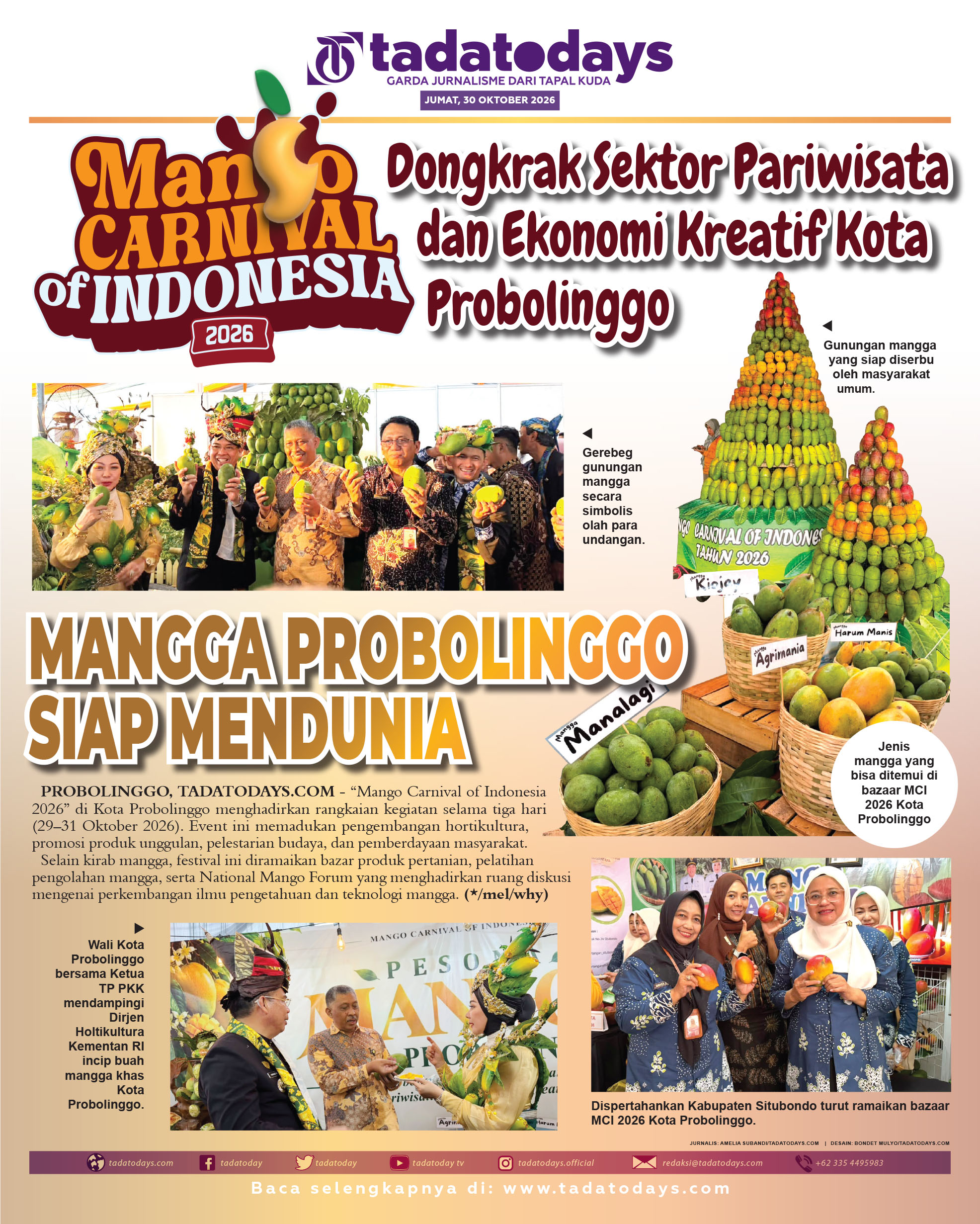 “Mango Carnival of Indonesia 2026” Mendongkrak Sektor Pariwisata dan Ekonomi Kreatif Kota Probolinggo